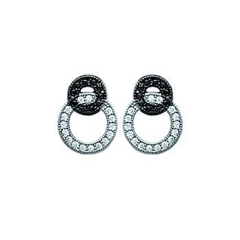 Boucles d'oreilles Brillaxis argent black et white