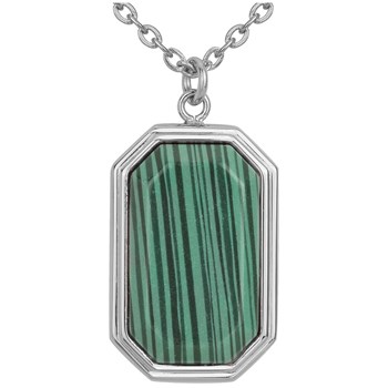 Mason single-pattern necklace in 316L steel with green malachite