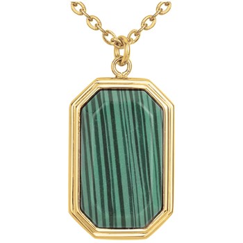 Mason single-pattern necklace in 316L steel with green malachite