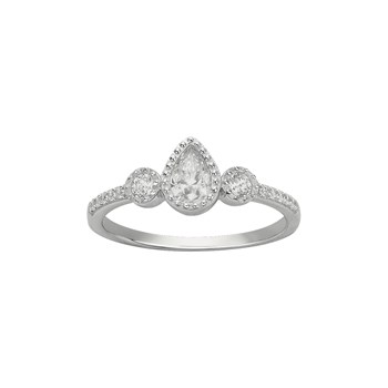 Bague en Argent avec oxyde de zirconium blanc
