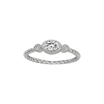 Bague en Argent avec oxyde de zirconium blanc
