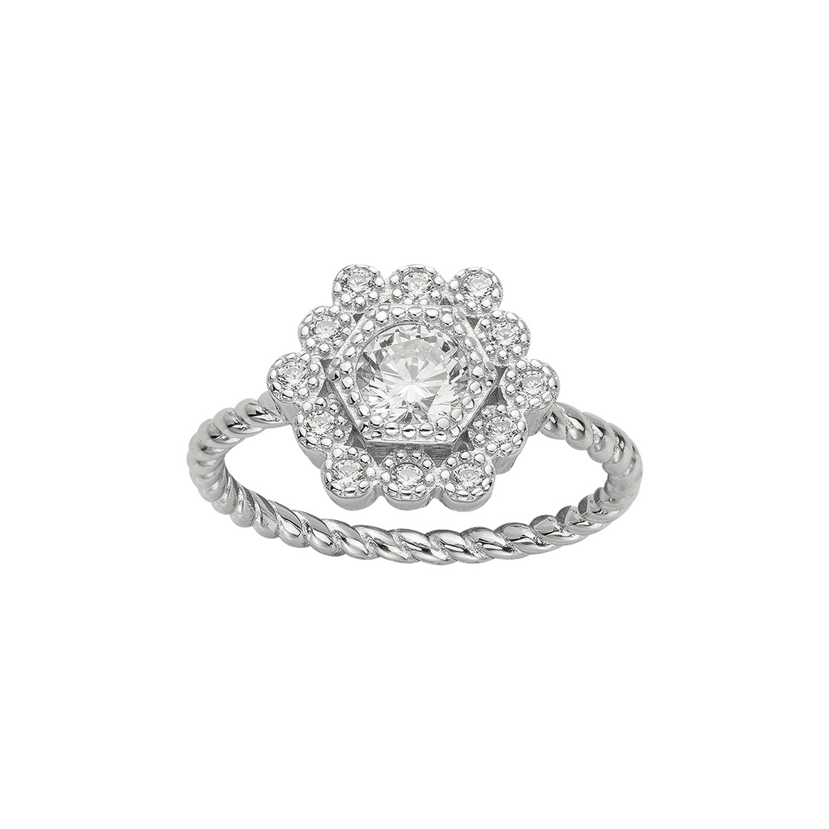 Bague en Argent avec oxyde de zirconium blanc