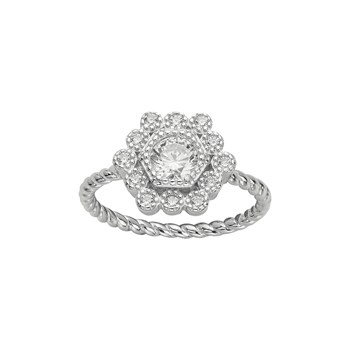 Bague en Argent avec oxyde de zirconium blanc