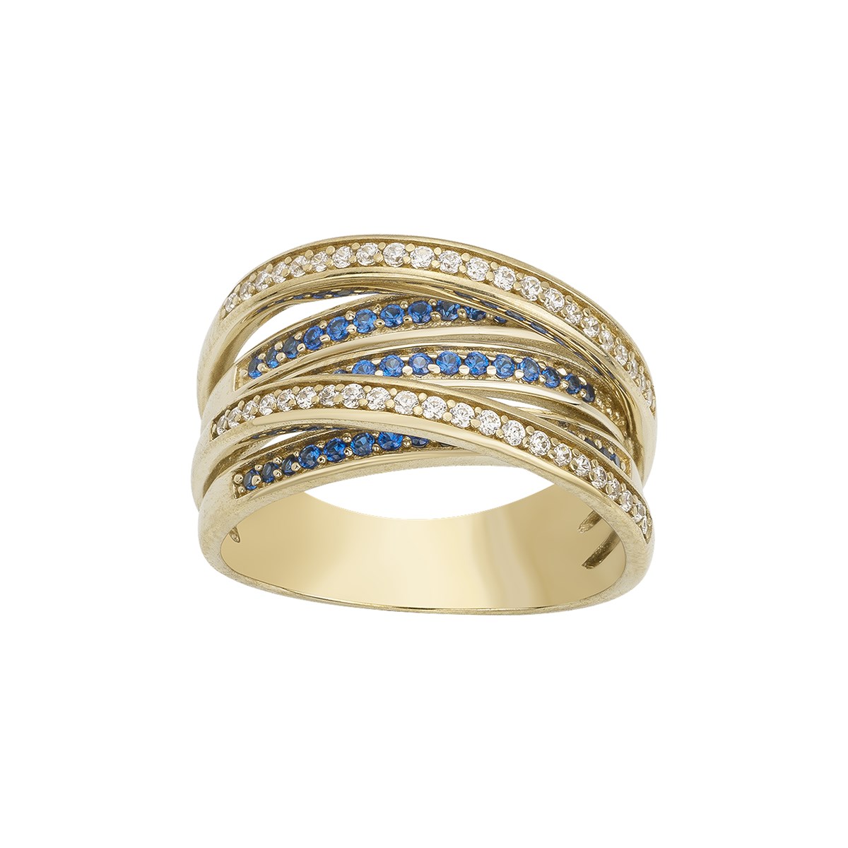 Bague en Plaqué Or avec oxyde de zirconium bleu saphir