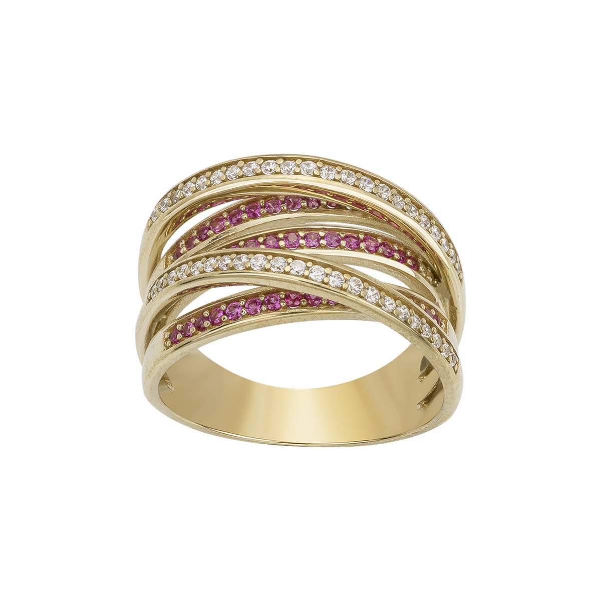 Bague en Plaqué Or avec oxyde de zirconium rouge rubis