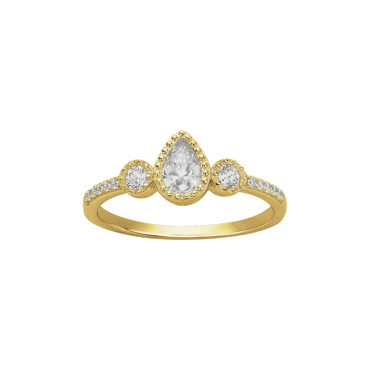 Bague en Plaqué Or avec oxyde de zirconium blanc