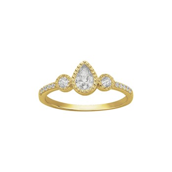 Bague en Plaqué Or avec oxyde de zirconium blanc