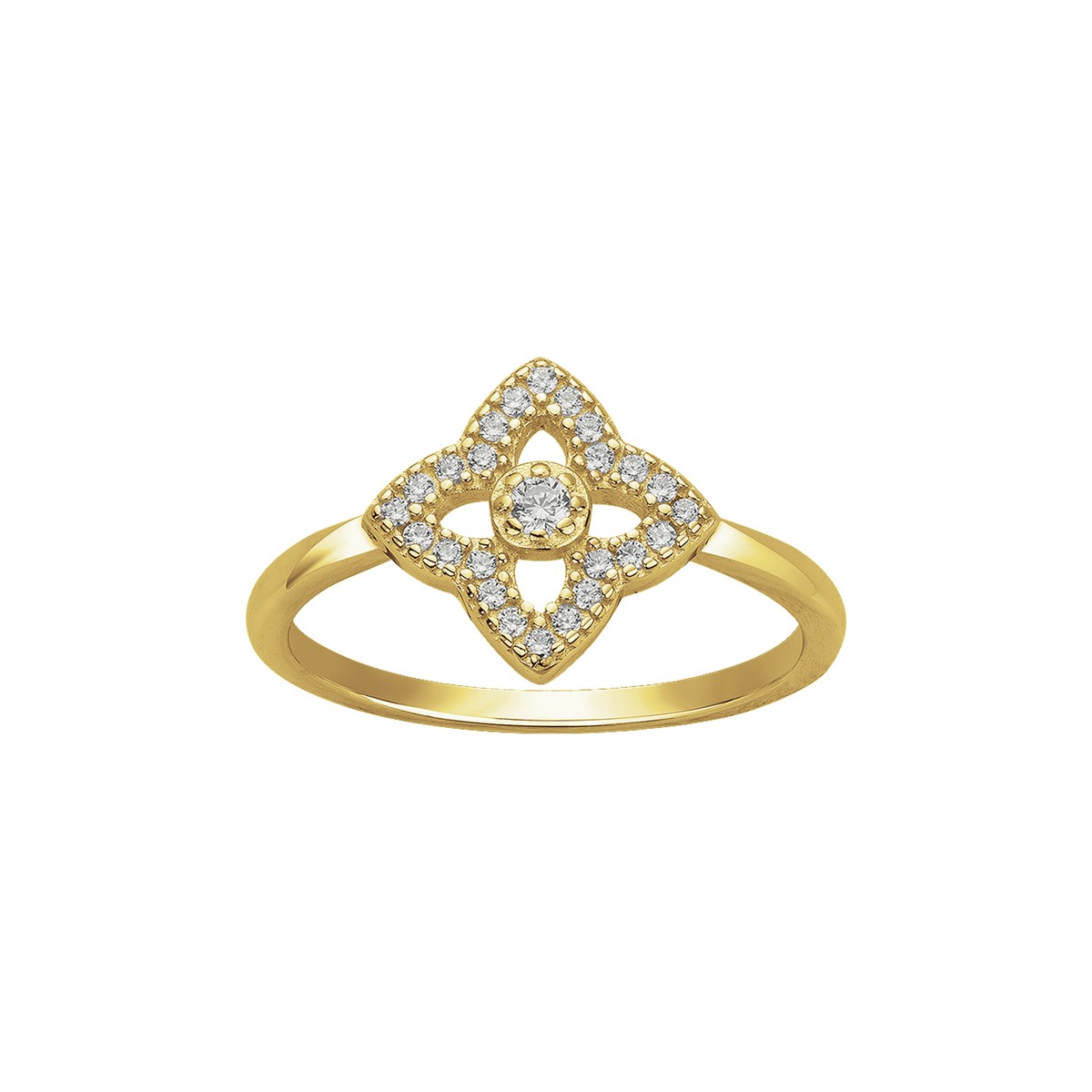 Bague en Plaqué Or avec oxyde de zirconium blanc