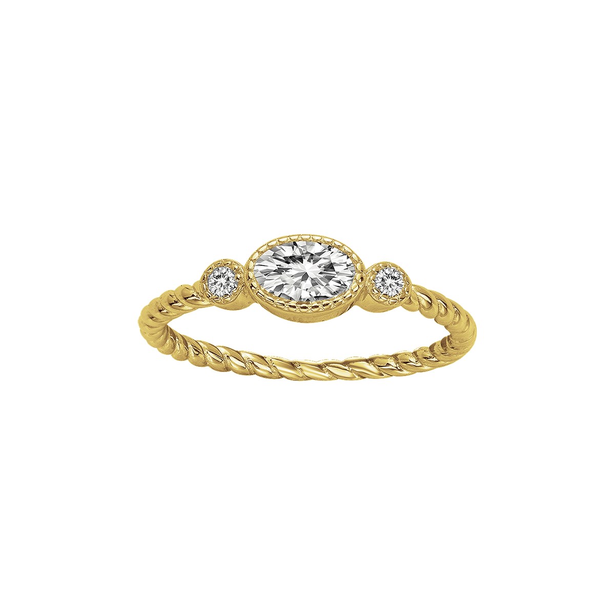 Bague en Plaqué Or avec oxyde de zirconium blanc