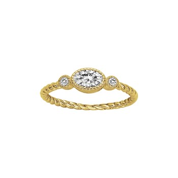 Bague en Plaqué Or avec oxyde de zirconium blanc