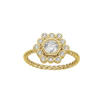Bague en Plaqué Or avec oxyde de zirconium blanc