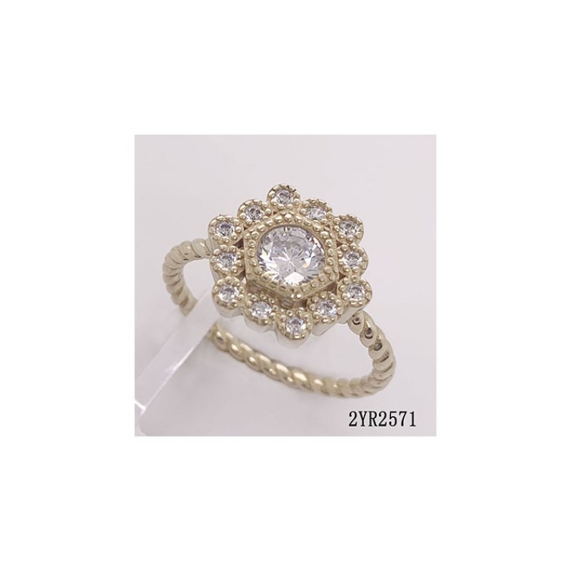 Bague en Plaqué Or avec oxyde de zirconium blanc