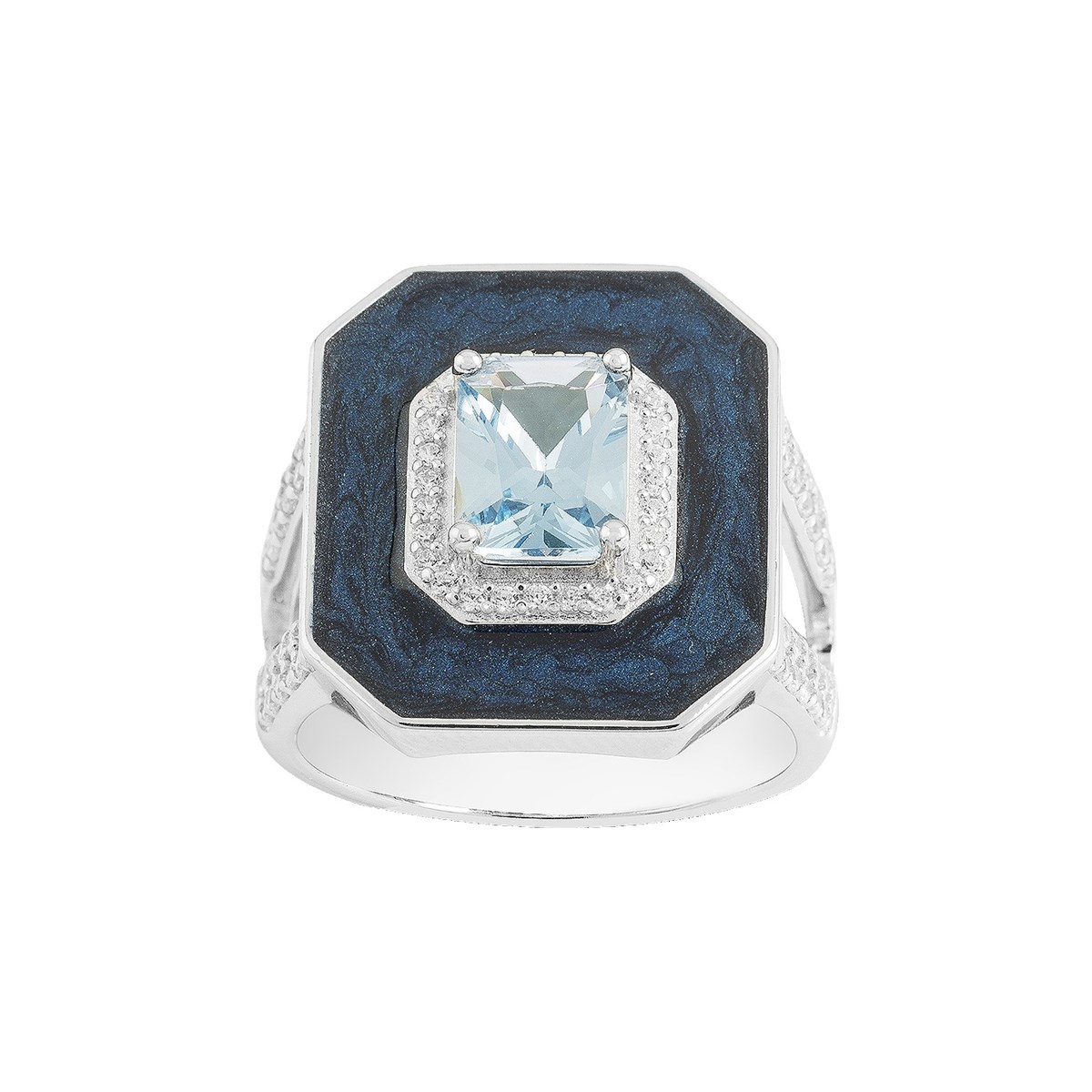 Bague Anne en Argent avec oxyde de zirconium bleu topaze
