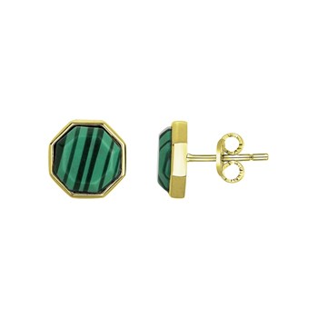 Mason stud earrings in 316L steel with green malachite