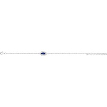 Bracelet souple mono-motif en Argent avec oxyde de zirconium bleu saphir