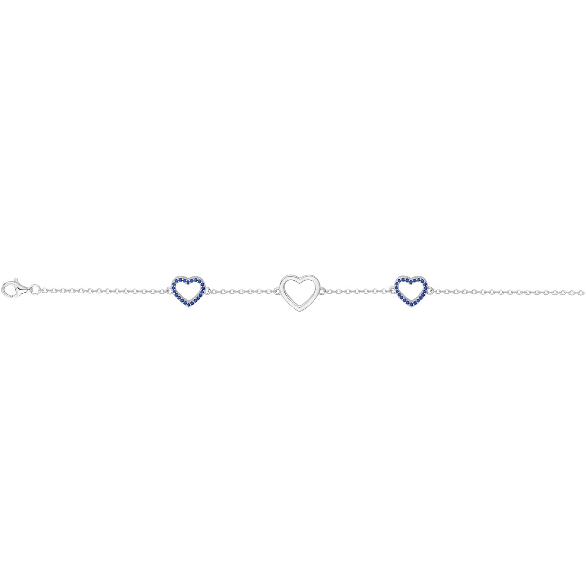 Bracelet souple multi-motifs en Argent avec oxyde de zirconium bleu saphir
