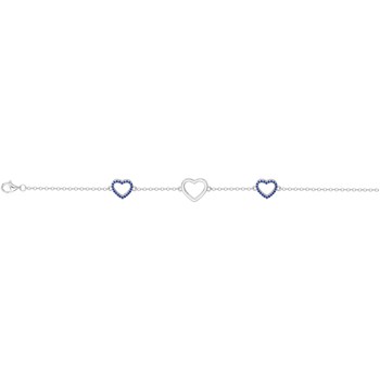 Bracelet souple multi-motifs en Argent avec oxyde de zirconium bleu saphir