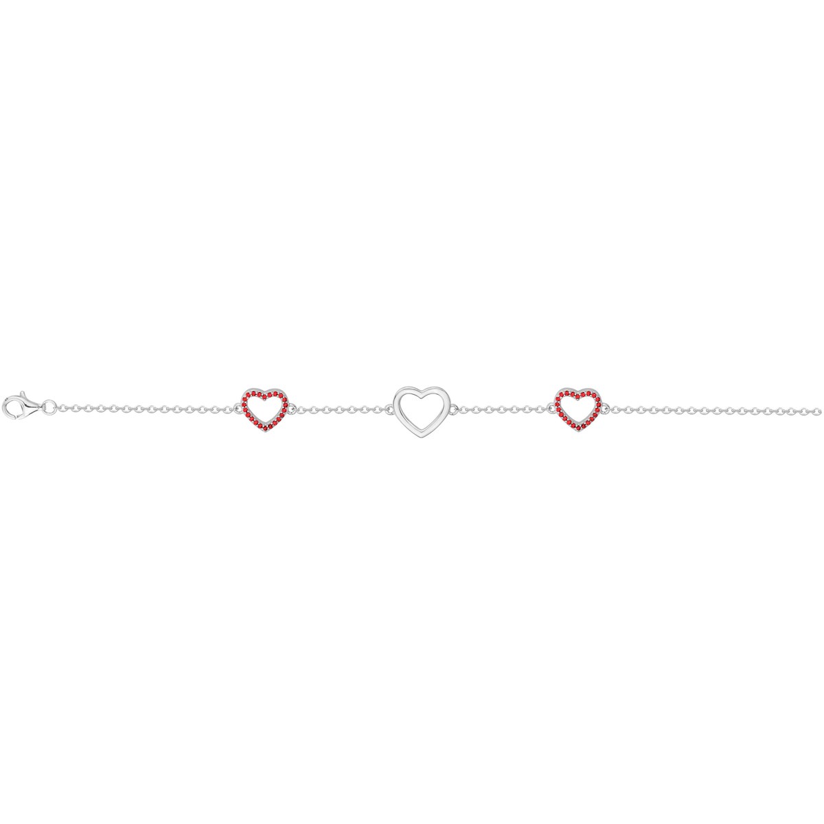 Bracelet souple multi-motifs en Argent avec oxyde de zirconium rouge rubis