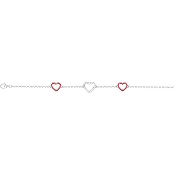 Bracelet souple multi-motifs en Argent avec oxyde de zirconium rouge rubis