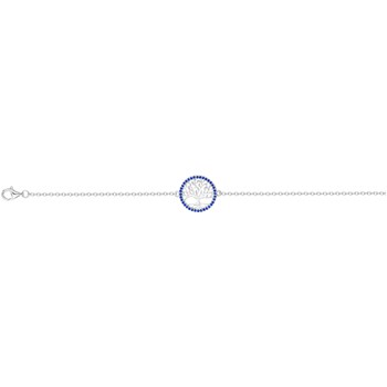 Bracelet souple mono-motif en Argent avec oxyde de zirconium bleu saphir