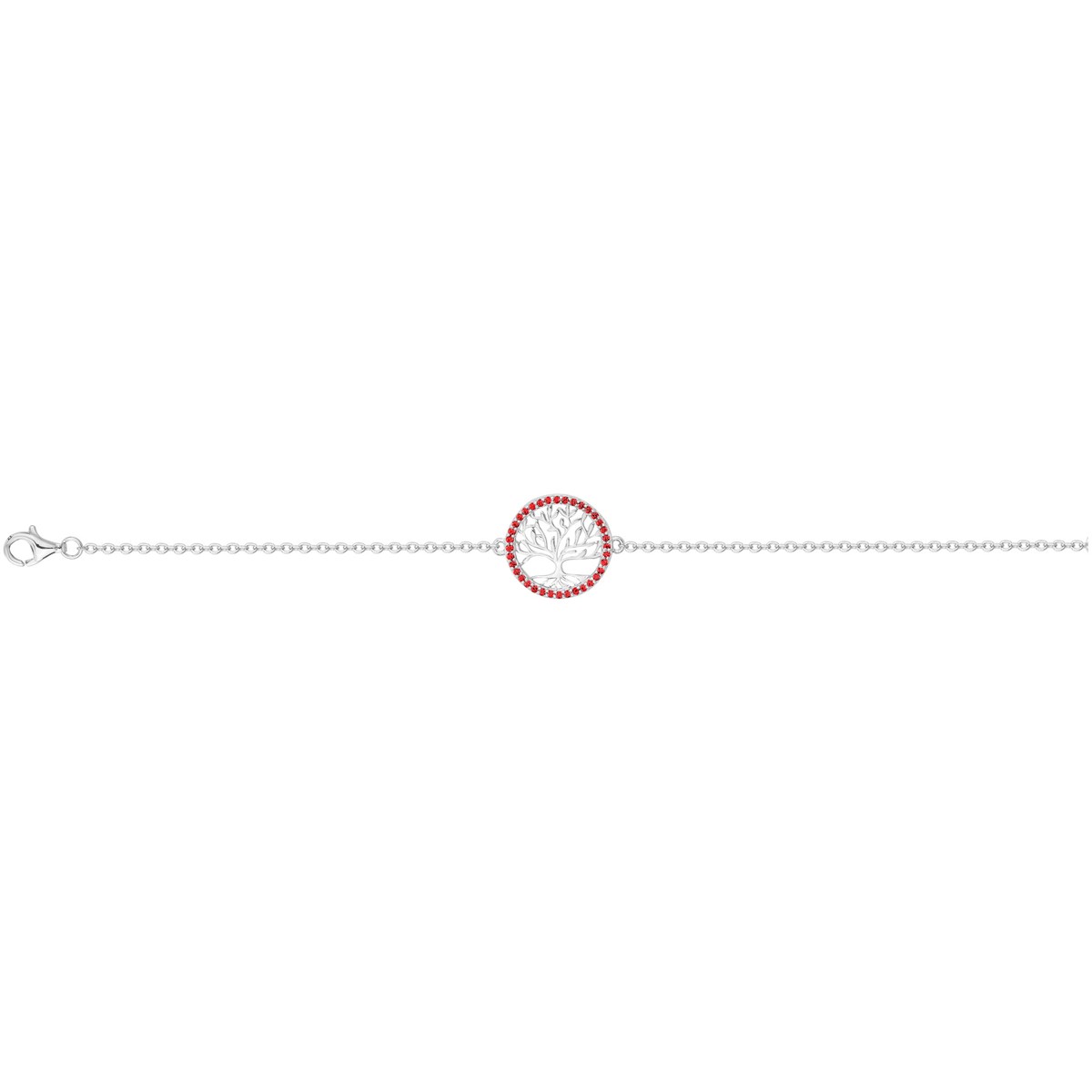 Bracelet souple mono-motif en Argent avec oxyde de zirconium rouge rubis