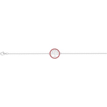 Bracelet souple mono-motif en Argent avec oxyde de zirconium rouge rubis