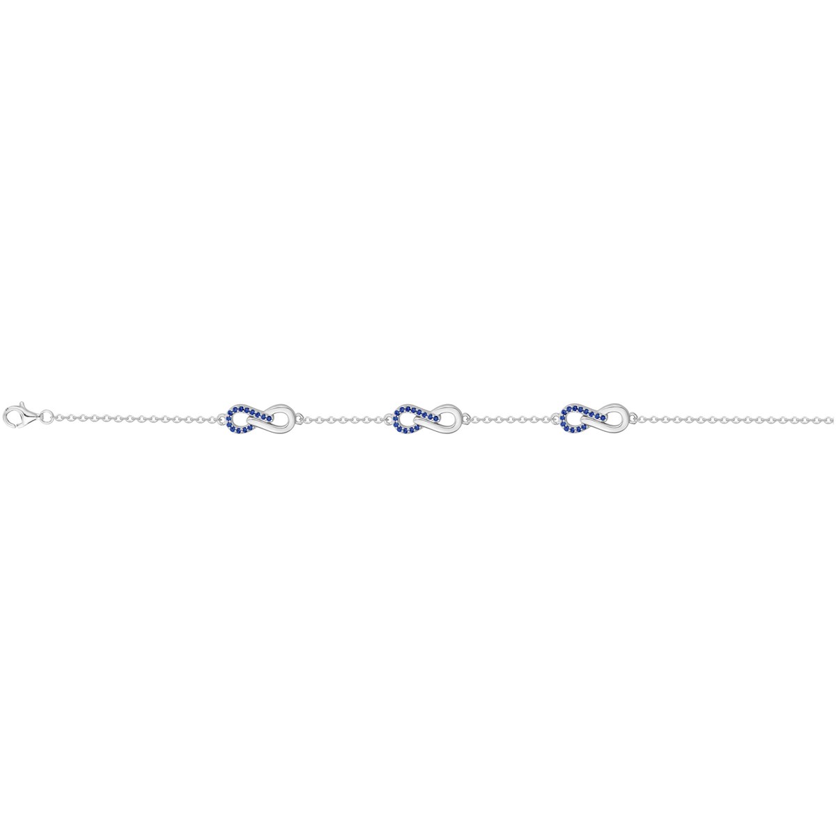 Bracelet souple multi-motifs en Argent avec spinelle bleu saphir
