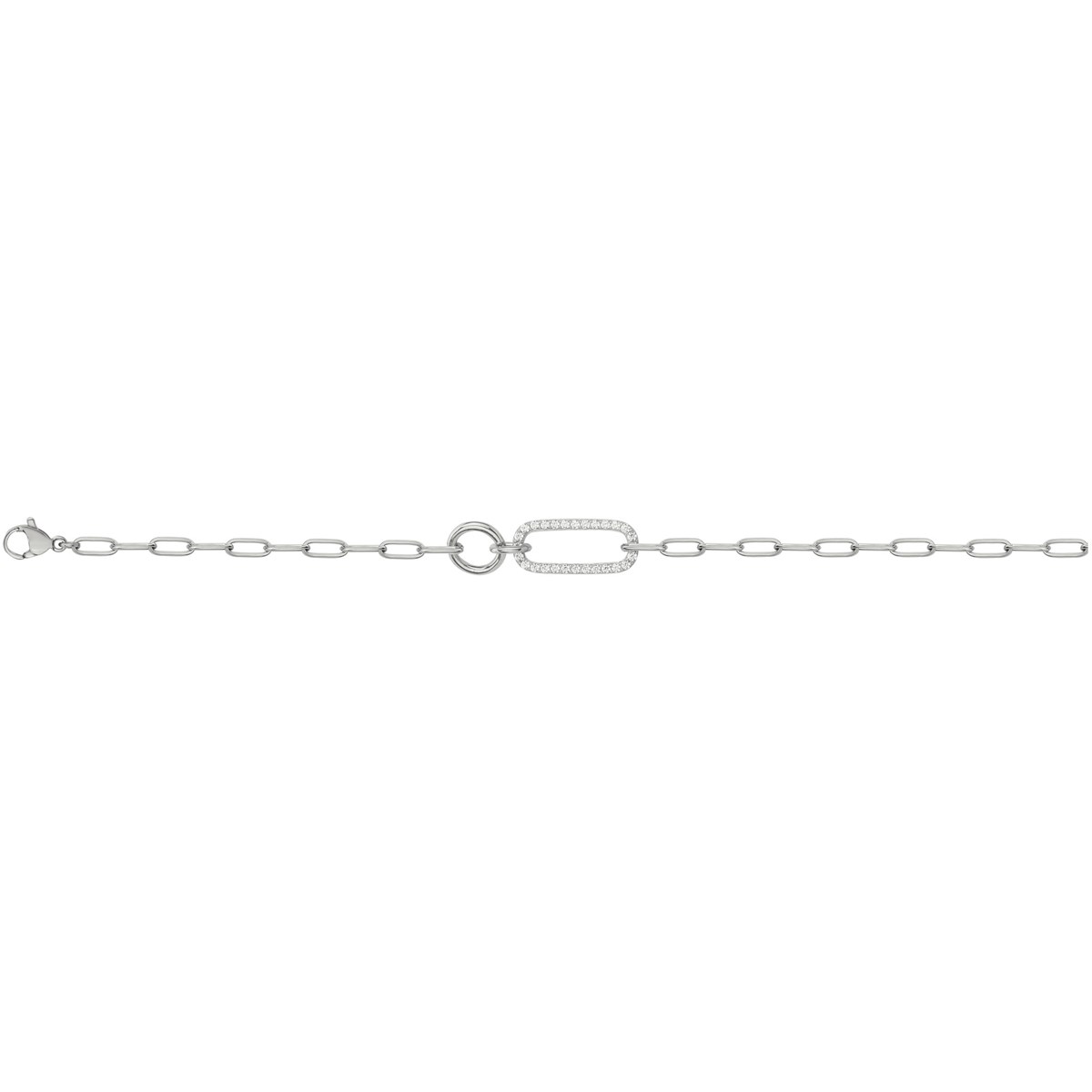 Bracelet souple mono-motif en Argent avec oxyde de zirconium blanc