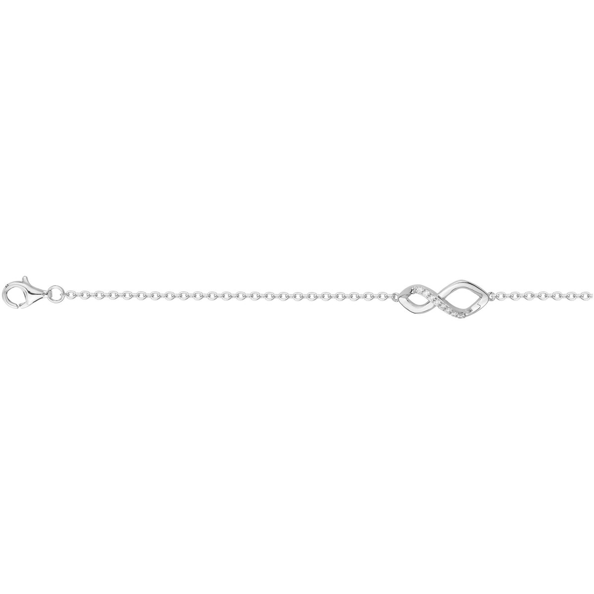 Bracelet souple mono-motif en Argent avec oxyde de zirconium blanc