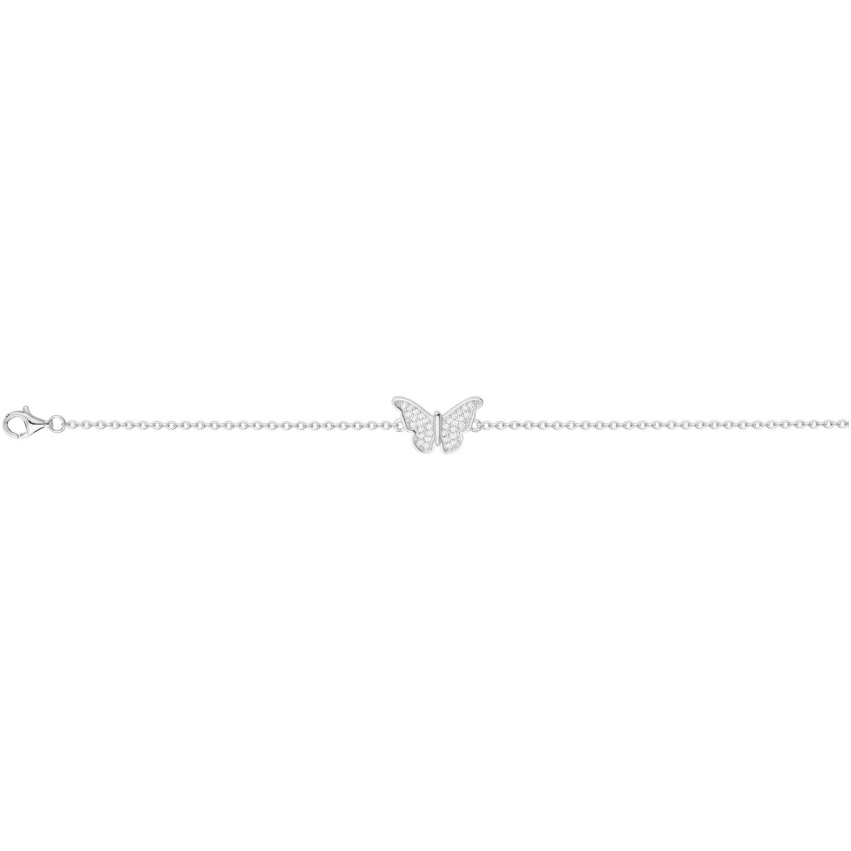 Bracelet souple mono-motif en Argent avec oxyde de zirconium blanc