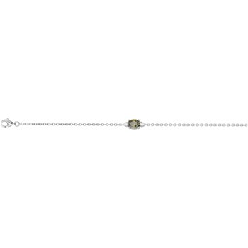 Bracelet souple mono-motif en Argent avec oxyde de zirconium vert
