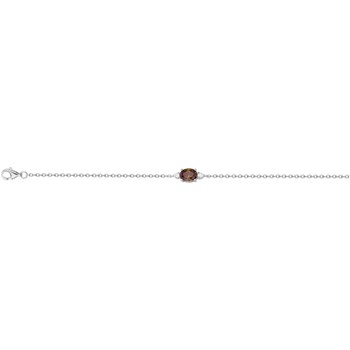 Bracelet souple mono-motif en Argent avec oxyde de zirconium marron