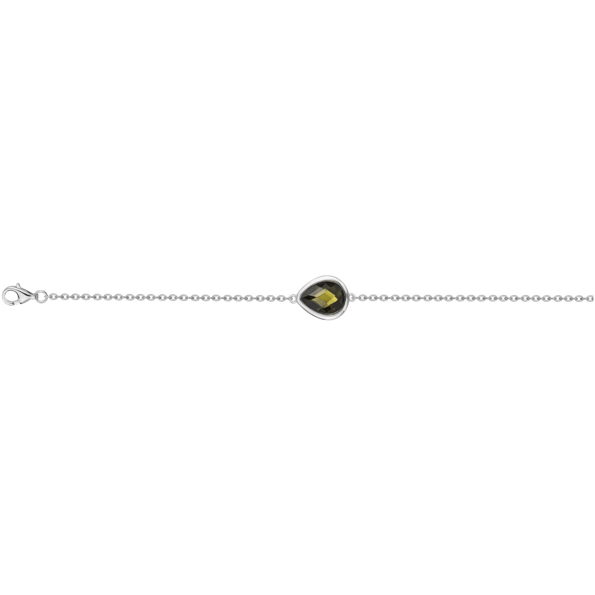 Bracelet souple mono-motif en Argent avec oxyde de zirconium vert
