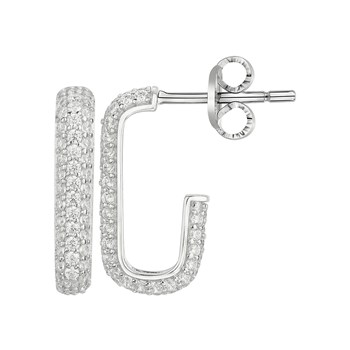 Demi-créoles en Argent avec oxyde de zirconium blanc
