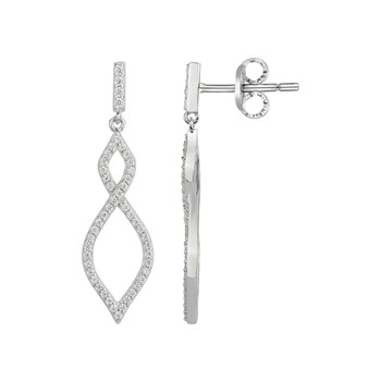 Boucles d'oreilles pendantes en Argent avec oxyde de zirconium blanc