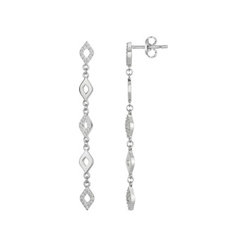Boucles d'oreilles pendantes en Argent avec oxyde de zirconium blanc