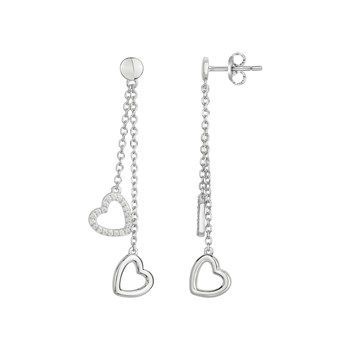 Boucles d'oreilles pendantes en Argent avec oxyde de zirconium blanc