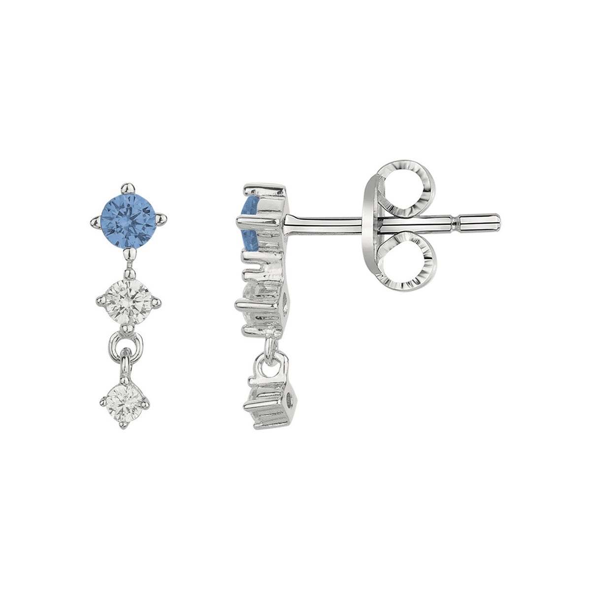 Boucles d'oreilles clous en Argent avec oxyde de zirconium bleu topaze