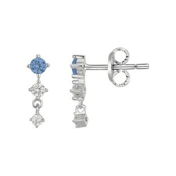 Boucles d'oreilles clous en Argent avec oxyde de zirconium bleu topaze