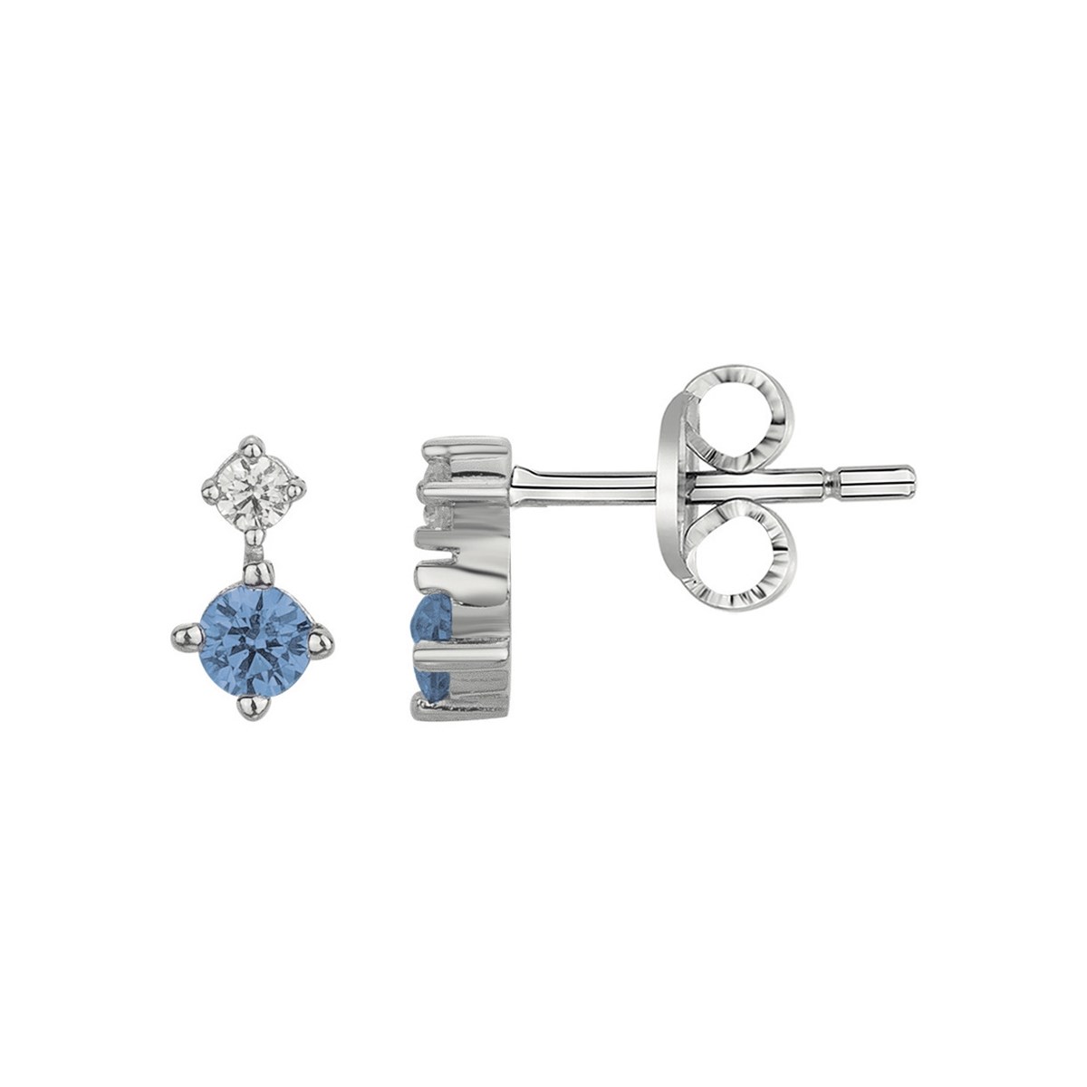 Boucles d'oreilles clous en Argent avec oxyde de zirconium bleu topaze
