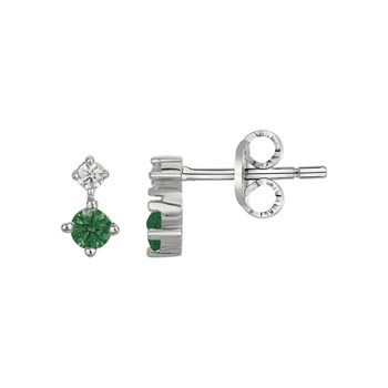 Boucles d'oreilles clous en Argent avec oxyde de zirconium vert emeraude