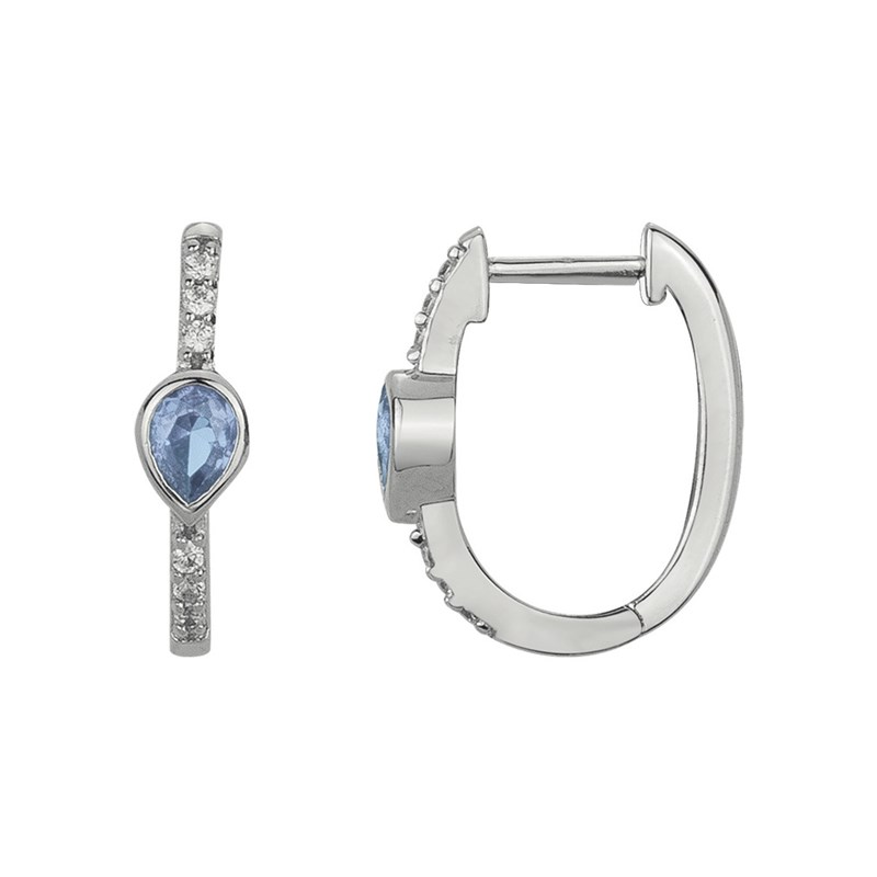 Créoles en Argent avec oxyde de zirconium bleu topaze