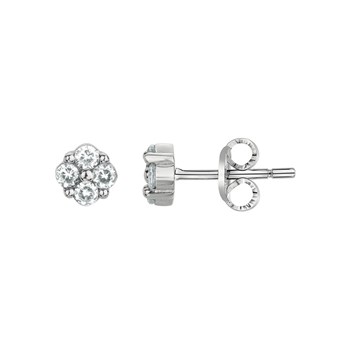 Boucles d'oreilles clous en Argent avec oxyde de zirconium blanc