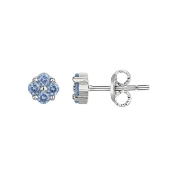 Boucles d'oreilles clous en Argent avec oxyde de zirconium bleu topaze