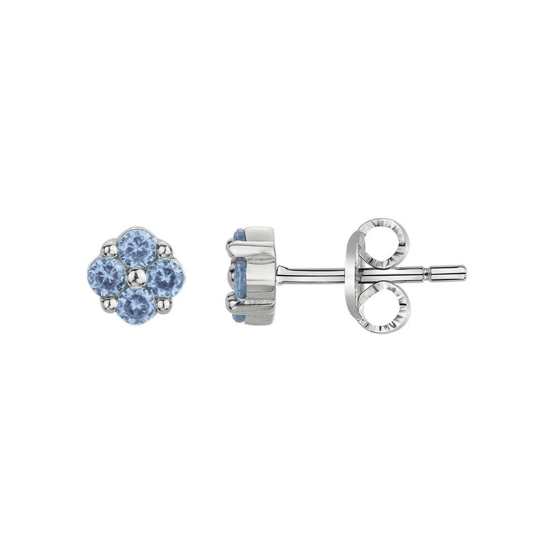 Boucles d'oreilles clous en Argent avec oxyde de zirconium bleu topaze