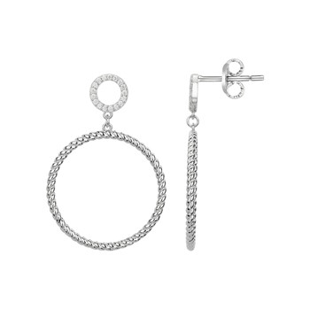 Boucles d'oreilles pendantes en Argent avec oxyde de zirconium blanc