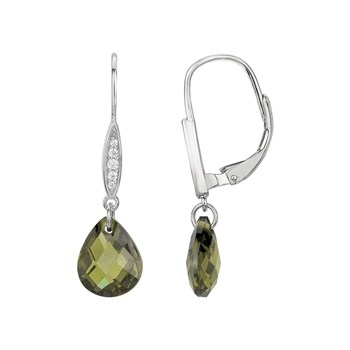 Boucles d'oreilles dormeuses en Argent avec oxyde de zirconium vert
