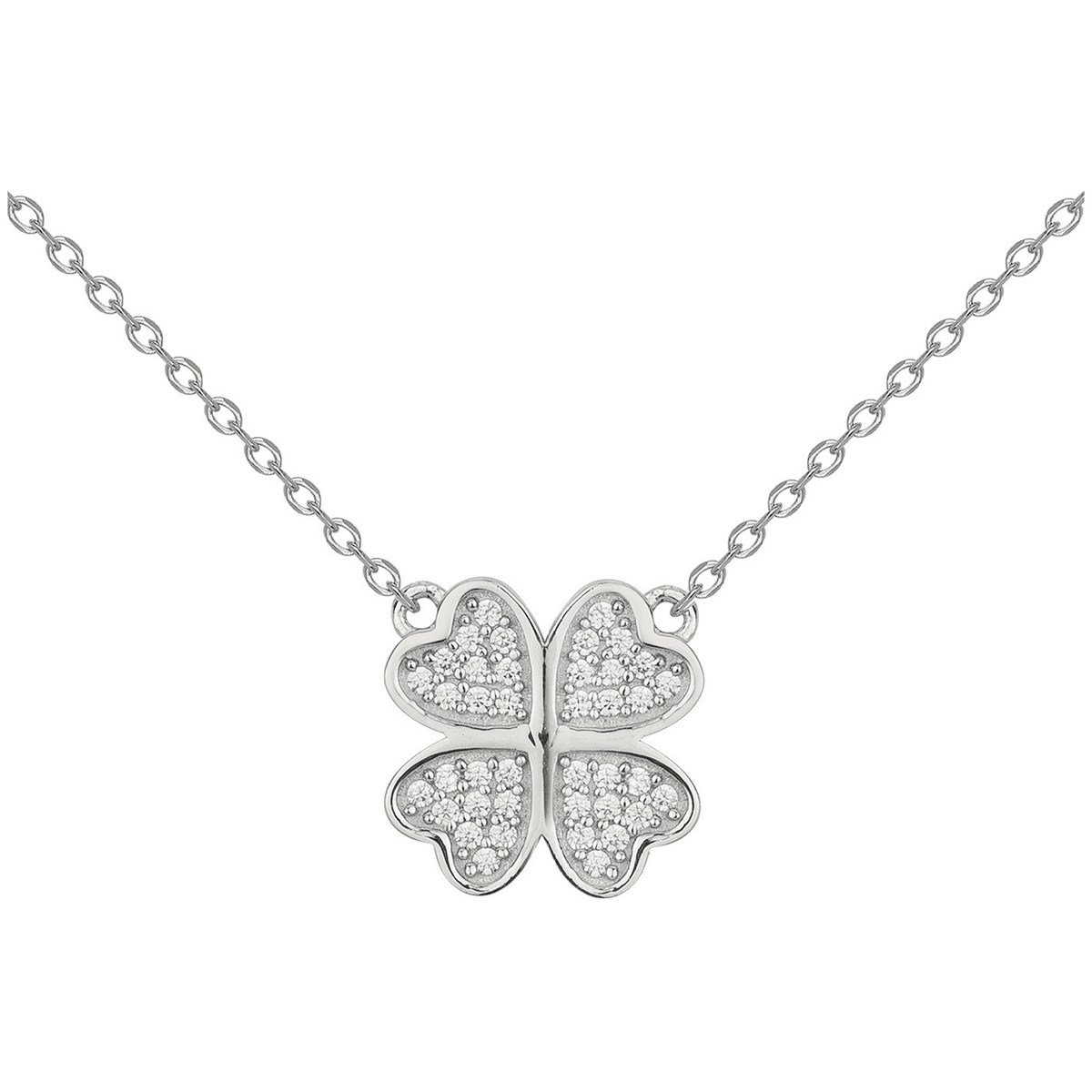 Collier mono-motif en Argent avec oxyde de zirconium blanc
