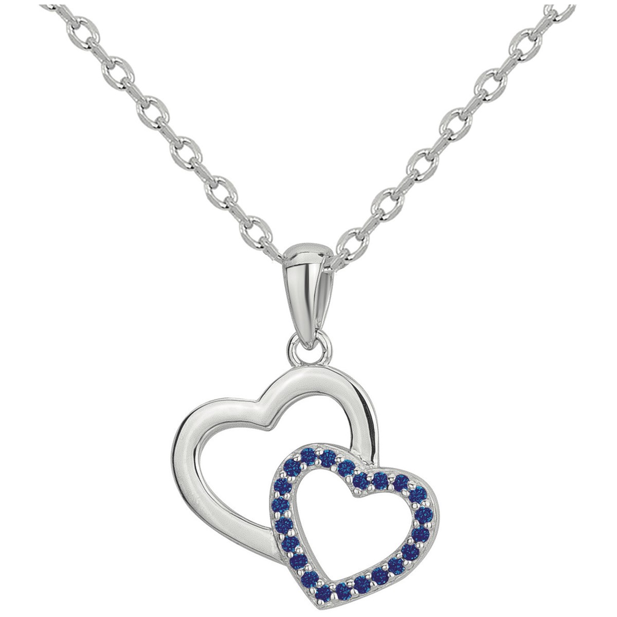 Collier mono-motif en Argent avec oxyde de zirconium bleu saphir