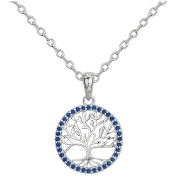 Collier mono-motif en Argent avec oxyde de zirconium bleu saphir